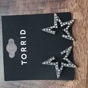 NWT Torrid Silver tone pave star earrings